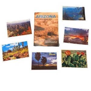 Vintage 70s Desert Arizona Grand Canyon unused postcards and road map ephemera